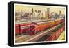 Rail Yards and Skyline, Pittsburgh, Pennsylvania-null-Framed Stretched Canvas