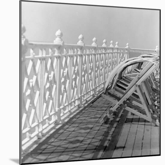 Railing at Brighton Pier with Sun Lounge, East Sussex-John Gay-Mounted Giclee Print