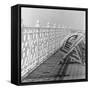 Railing at Brighton Pier with Sun Lounge, East Sussex-John Gay-Framed Stretched Canvas