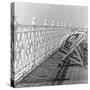 Railing at Brighton Pier with Sun Lounge, East Sussex-John Gay-Stretched Canvas