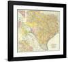 Railroad And County Map Of Texas, c.1882-null-Framed Art Print