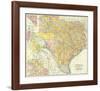 Railroad And County Map Of Texas, c.1882-null-Framed Art Print