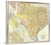 Railroad And County Map Of Texas, c.1882-null-Framed Art Print