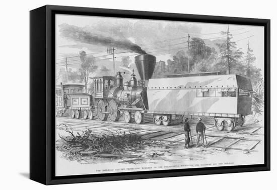 Railroad Battery Protects Workmen-Frank Leslie-Framed Stretched Canvas