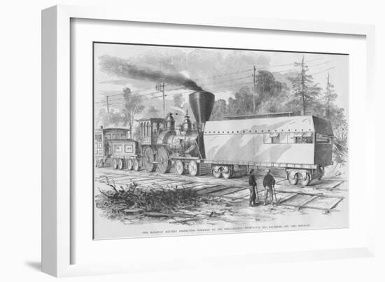 Railroad Battery Protects Workmen-Frank Leslie-Framed Art Print