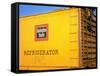 Railroad Box Car Painted the Colors of the Wabash Railroad with Image Denoting the Burlington Route-Walker Evans-Framed Stretched Canvas