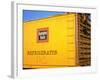 Railroad Box Car Painted the Colors of the Wabash Railroad with Image Denoting the Burlington Route-Walker Evans-Framed Photographic Print