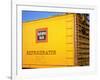 Railroad Box Car Painted the Colors of the Wabash Railroad with Image Denoting the Burlington Route-Walker Evans-Framed Photographic Print