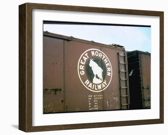 Railroad Box Car W. the Logo of the Great Northern Railway-null-Framed Photographic Print