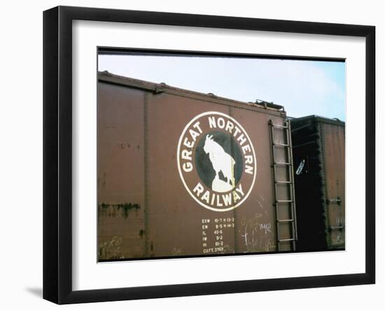Railroad Box Car W. the Logo of the Great Northern Railway-null-Framed Photographic Print