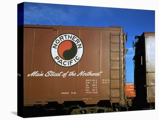 Railroad Box Car with Logo of the Northern Pacific Railroad-Walker Evans-Stretched Canvas