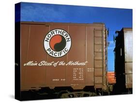 Railroad Box Car with Logo of the Northern Pacific Railroad-Walker Evans-Stretched Canvas
