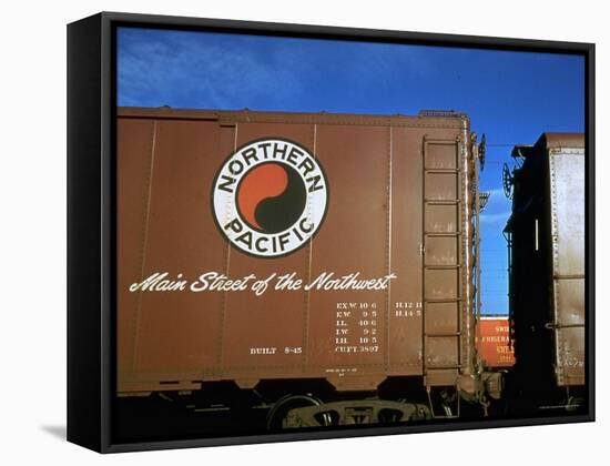 Railroad Box Car with Logo of the Northern Pacific Railroad-Walker Evans-Framed Stretched Canvas