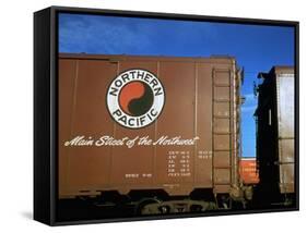 Railroad Box Car with Logo of the Northern Pacific Railroad-Walker Evans-Framed Stretched Canvas