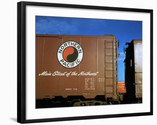 Railroad Box Car with Logo of the Northern Pacific Railroad-Walker Evans-Framed Photographic Print
