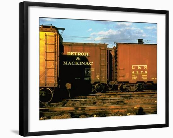 Railroad Box Cars Idle in Train Yard, Lit by Early Morning Sunlight-Walker Evans-Framed Photographic Print