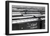 Railroad Boxcars in Rail Yard, Chicago, Illinois, USA, Ca. 1950-null-Framed Photographic Print