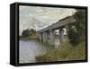 Railroad Bridge-Claude Monet-Framed Stretched Canvas