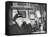 Railroad Conductor Uses an on Board Telephone to Communicate with Other Parts of the Train-null-Framed Stretched Canvas