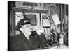 Railroad Conductor Uses an on Board Telephone to Communicate with Other Parts of the Train-null-Stretched Canvas