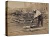 Railroad Construction Worker Straightening Track, c.1862-Andrew J^ Johnson-Stretched Canvas