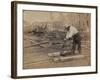 Railroad Construction Worker Straightening Track, c.1862-Andrew J^ Johnson-Framed Photo