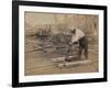 Railroad Construction Worker Straightening Track, c.1862-Andrew J^ Johnson-Framed Photo