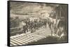 Railroad Crew Laying Rails-null-Framed Stretched Canvas