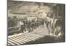 Railroad Crew Laying Rails-null-Mounted Art Print