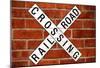 Railroad Crossing Crossbuck Brick Wall Traffic Print Poster-null-Mounted Poster