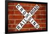 Railroad Crossing Crossbuck Brick Wall Traffic Print Poster-null-Framed Poster