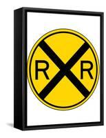 Railroad Crossing Sign Print Poster-null-Framed Stretched Canvas