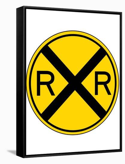 Railroad Crossing Sign Print Poster-null-Framed Stretched Canvas