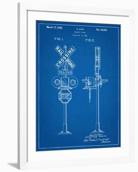 Railroad Crossing Signal Patent-null-Framed Art Print
