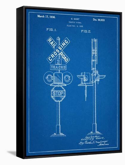 Railroad Crossing Signal Patent-null-Framed Stretched Canvas