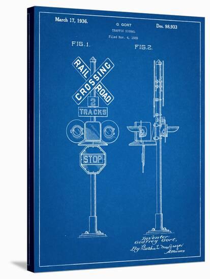 Railroad Crossing Signal Patent-null-Stretched Canvas