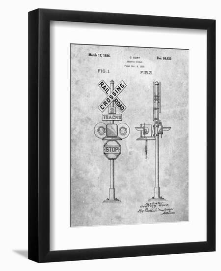 Railroad Crossing Signal Patent-Cole Borders-Framed Art Print