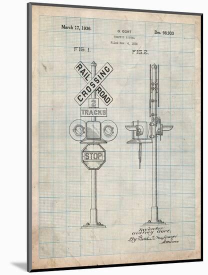 Railroad Crossing Signal Patent-Cole Borders-Mounted Art Print