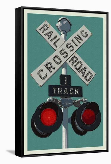 Railroad Crossing-Lantern Press-Framed Stretched Canvas