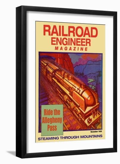 Railroad Engineer Magazine: Steaming Through the Mountains-null-Framed Art Print