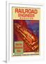 Railroad Engineer Magazine: Steaming Through the Mountains-null-Framed Art Print