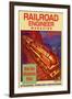 Railroad Engineer Magazine: Steaming Through the Mountains-null-Framed Art Print