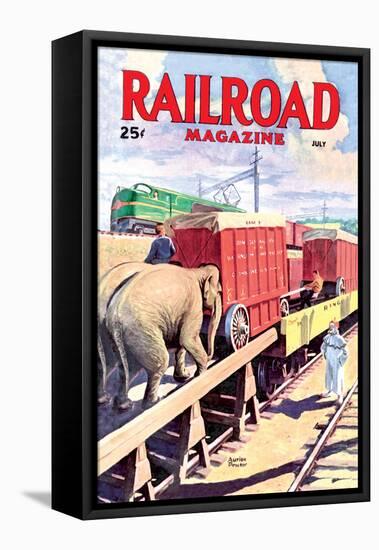 Railroad Magazine: The Circus on the Tracks, 1946-null-Framed Stretched Canvas