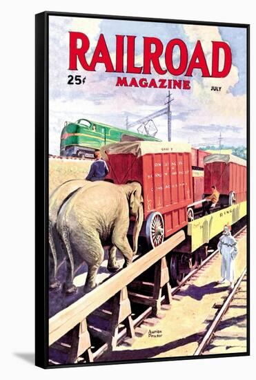 Railroad Magazine: The Circus on the Tracks, 1946-null-Framed Stretched Canvas