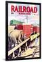 Railroad Magazine: The Circus on the Tracks, 1946-null-Framed Premium Giclee Print