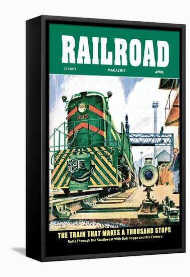 Railroad Magazine: The Train That Makes a Thousand Stops, 1954-null-Framed Stretched Canvas