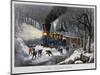 Railroad Snow Scene, 1872-Currier & Ives-Mounted Premium Giclee Print