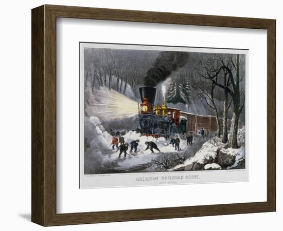 Railroad Snow Scene, 1872-Currier & Ives-Framed Giclee Print