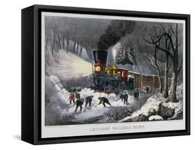 Railroad Snow Scene, 1872-Currier & Ives-Framed Stretched Canvas