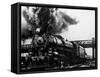 Railroad Steam Engine Billowing Smoke-Dorien Leigh-Framed Stretched Canvas